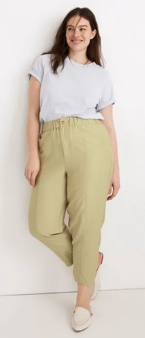 Madewell Tapered Huston Pull-On Crop Pants Sz‎ Medium Faded Seagrass thumbnail 1
