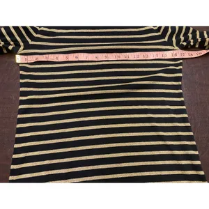 Lauren Ralph Lauren‎ Petite Holiday Long Sleeve Sparkle Gold Black Stripe Top PL thumbnail 4