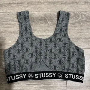 Stüssy Women Gray Crown Pattern Crop Sport Athletic Bra Size L‎ thumbnail 7