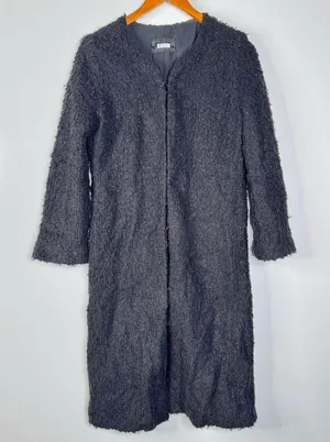 Reformation Black Fuzzy Long‎ Coat Size Small thumbnail 1