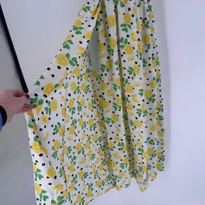 Womens Lemon Print Maxi Dress Halter Neck Size S Slit White‎ Yellow Fun Party thumbnail 6