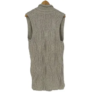 CAbi Artsy Boho Cable Knit‎ Longline Vest Oatmeal Wool Blend Size S thumbnail 3