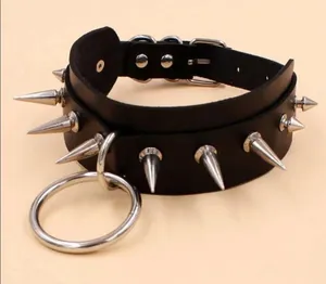 Black Spike Oring Choker Collar New thumbnail 2