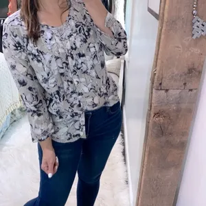 Victorias Secret blue floral silk top size large thumbnail 4