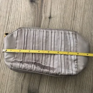 Bulgari for Emirates Silver Ruched Travel Case Makeup Bag Cosmetic Purse thumbnail 2