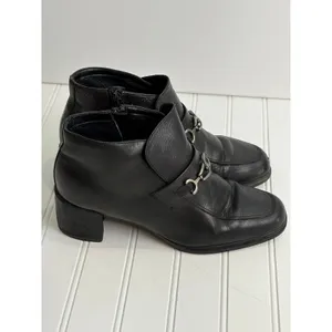 Vintage Baťa Marie Claire Black Leather Bit Ankle Booties Women's 39‎ thumbnail 12
