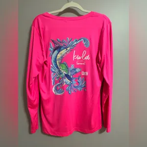 Women's Big Rock KWLA women's Sport-Tek hot Pink Long Sleeve performance top‎ XL thumbnail 3