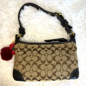 y2k COACH 2007 Black Brown Jacquard Hobo Signature Shoulder Bag thumbnail 2
