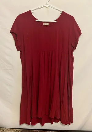 Altar’d State Sun Dyed Distressed Red‎ Babydoll Mini Dress Size Large thumbnail 1