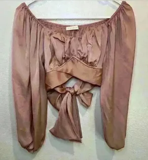 O.Vianca Women’s Long Sleeves Ruched Wrap Cropped‎ Top Size M thumbnail 1