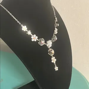 Stunning Gunmetal and Multi-Colored Crystal Floral Y Drop Necklace thumbnail 2