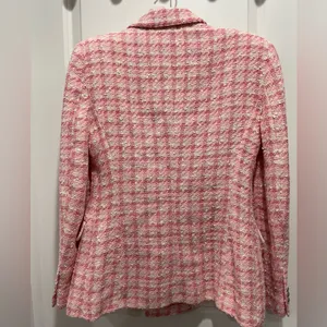 Bloggers Fave Zara Textured Tweed Checkered Pink White Double Breasted Blazer thumbnail 7