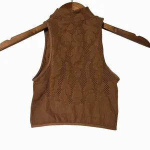 Out From Under XS/S Textured Seamless Cut Out Tank Polyamide Brown Crop Top thumbnail 3