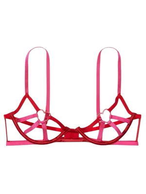 new Victoria's Secret ❤︎︎ Open Cup Strappy Demi Bra ❤︎︎ Pink Red ❤︎︎ Small DD thumbnail 3