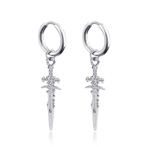 Titanium Steel Dagger Dangle Drop Earrings for Men Women,Punk Hip Hop Earrings thumbnail 1