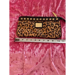 Betsey Johnson Betseyville Leopard Print Wristlet Clutch Gold Studs Cool Girl thumbnail 5
