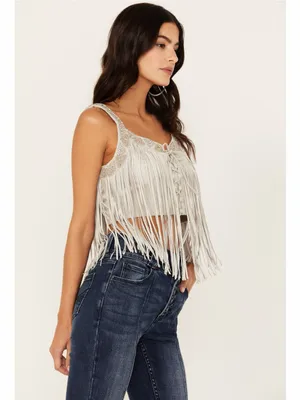 $250 Nwot Idyllwind Women'S Georgia Leather Fringe Lace-Up Bustier L thumbnail 3