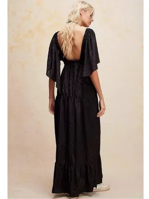 Free People Ethereal Witchy Fairy Cha Cha Maxi Dress Black Medium Bohemian Goth thumbnail 13