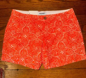 Old Navy Coral-White Floral Print Shorts thumbnail 1