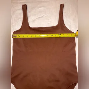 OQQ Ribbed Brown Bodysuit XXL | Square Neck Thong Snap Closure‎ thumbnail 8