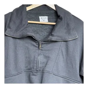 WILO the‎ label Pullover Quarter Zip Sweatshirt Medium Gray Casual Comfy Top thumbnail 4