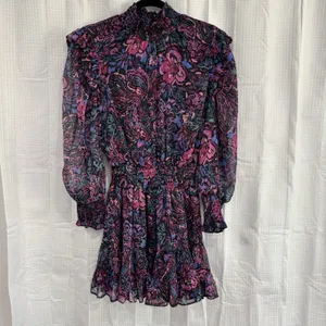 Misa Los Angeles Dress Size Large Sheer Smocked Mini Purple New With Tags thumbnail 3