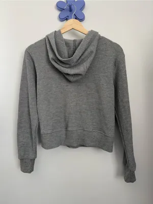 Perfectwhitetee XS Grey Waffle Knit Hoodie Pullover Comfy‎ Lounge thumbnail 5