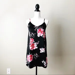 HONEY PUNCH | Black Floral Satin Slip Nighty Sz S thumbnail 2
