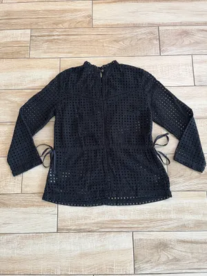 Womens Point Sur Black Eyelit Lace Blouse - 00 thumbnail 5