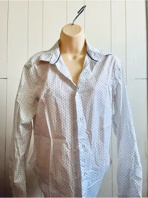 Banana Republic White Shirt with Navy Dot Print thumbnail 2