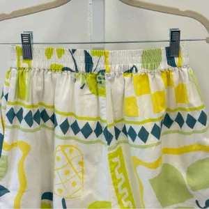 Sabo Linen Blend High Waist Boho Resort Bermuda Mini Shorts White‎ Green Sz 4 thumbnail 5