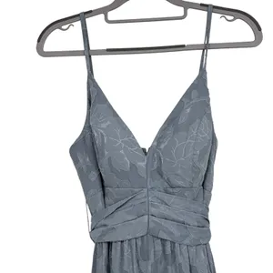 Azazie Nathalia Dusty Blue Floral Burnout Tiered Bridesmaid Maxi Dress A6 thumbnail 3