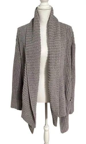 POL Chunky Chenille Knit Cardigan Grey Size L Oversized Boho Cabincore Cozy thumbnail 1