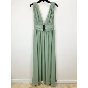 Lulus Heavenly Hues Sage Brush Maxi Dress Chiffon Bridesmaid Formal Medium NWT thumbnail 6
