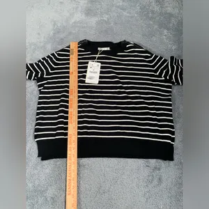 NWT Zara knit Black and White Striped Sweater medium thumbnail 6