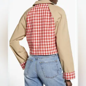 Anthropologie English Gingham Cropped Jacket(Size Medium) thumbnail 3