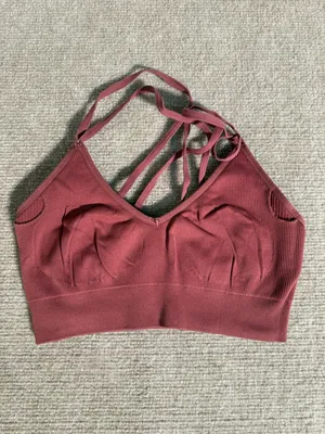 Aerie Rose Seamless Ribbed V-neck Strappy Cozy Loungewear Bralette Size Small thumbnail 5