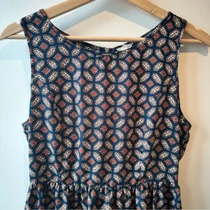 Vintage Blue Geometric print mini dress Medium sundress y2k sleeveless boho thumbnail 3