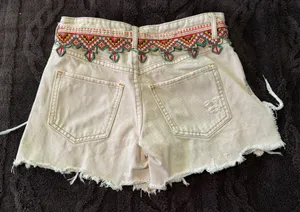 Embroidered High-Rise Denim Shorts thumbnail 2
