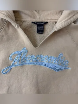 Y2K Abercrombie & Fitch Beige Embroidered Hoodie Large thumbnail 2