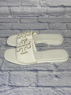 TORY BURCH Double T Sport Leather Slide Sandal Perfect White Size 9.5 (40) thumbnail 8
