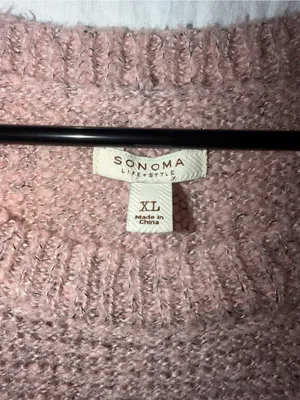 Sonoma Life + Style Layered Look Knit Sweater Plaid Hem Pink Gray Size XL thumbnail 4