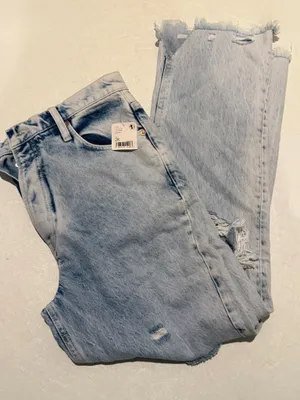 We The Free People 28 Jeans Tapered Baggy Boyfriend Purple Rock Distressed NWT thumbnail 9