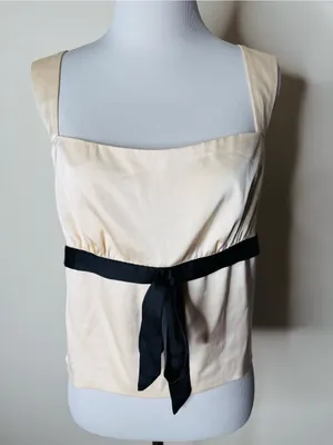 Edikted Ivory Satin Natalia Ribbon Tie Open Back Tank thumbnail 2