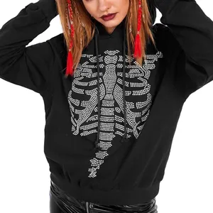 SHEIN Rhinestone Skeleton Women's Hoodie thumbnail 1
