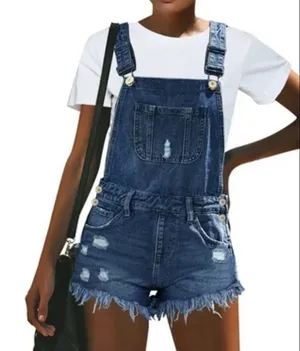 Source Unknown Denim Blue Distressed Jumpsuit XL dark wash thumbnail 1