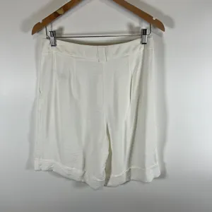 Maeve by Anthropologie‎ White Pleated Cuffed High Rise Shorts 6 Coastal Grandma thumbnail 7