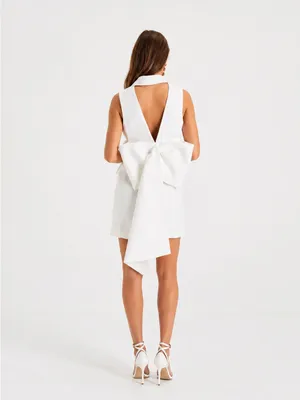 LULUS Bridal Bachelorette Engagement Bridal Shower Sexy Blazer Bow Mini Dress thumbnail 3