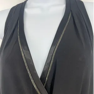 White House | Black Market Satin Jumpsuit Sz 8 Metallic Trim Mob Wife Sleeveless Quiet Luxury Glam thumbnail 4
