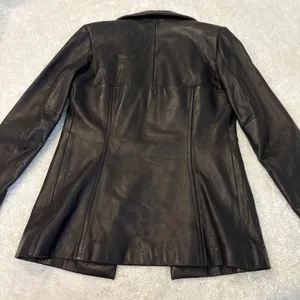 VTG 90s Lady Hathaway Womens Black Leather Jacket S Grunge Emo Classic College thumbnail 2